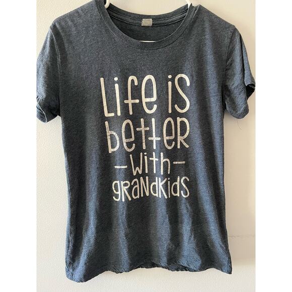 Graphic Tee Life is Better With Grandkids Crewneck Short Sleeve Gray Size M - Picture 1 of 5